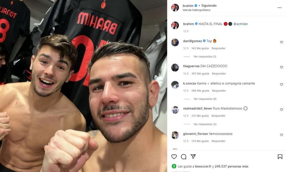 El Milan se impuso por la mínima al Atleti en el Metropolitano. Instagram/brahim