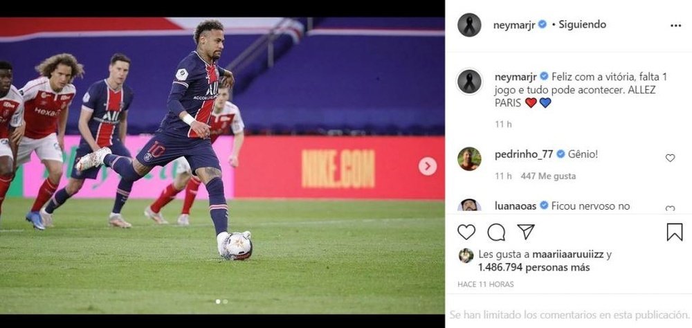 El PSG todavía tiene opciones de ganar la Ligue 1. Instagram/neymarjr