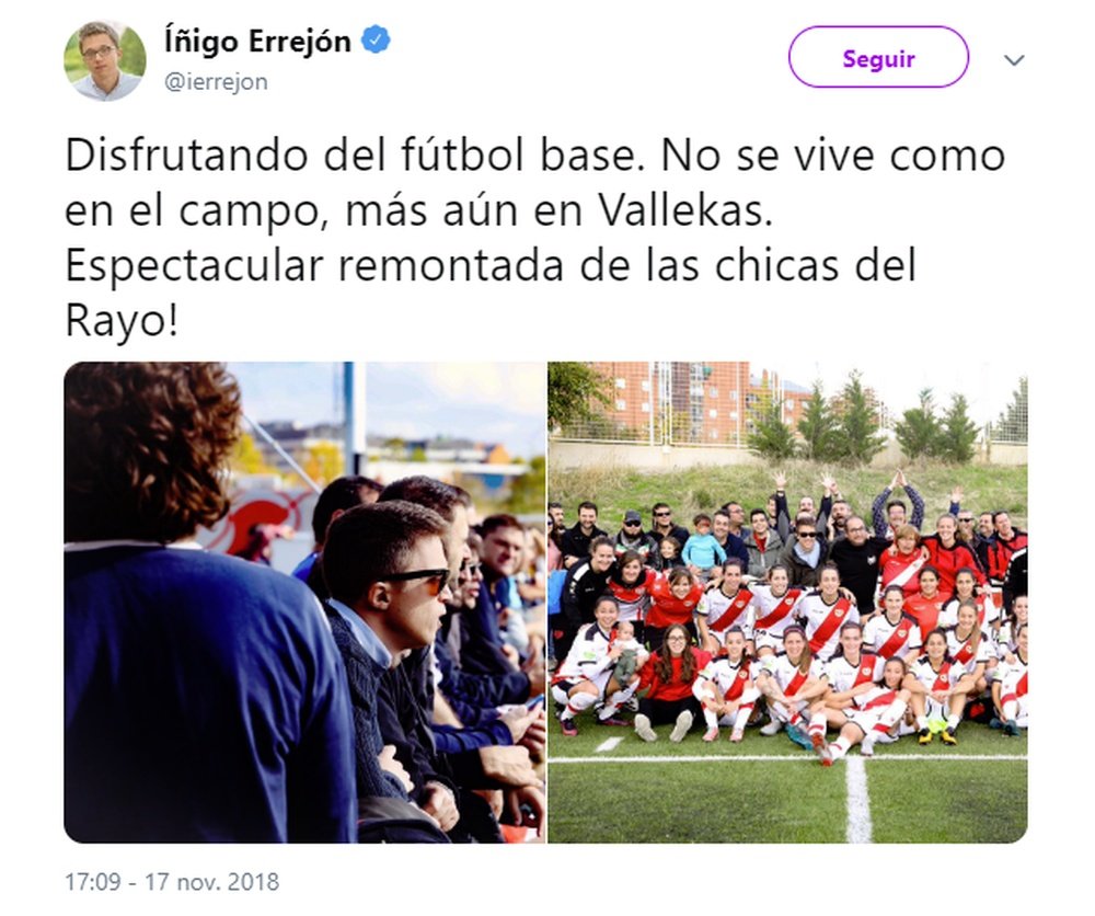 Errejón fue muy criticado por este tweet. Twitter/ÍñigoErrejón