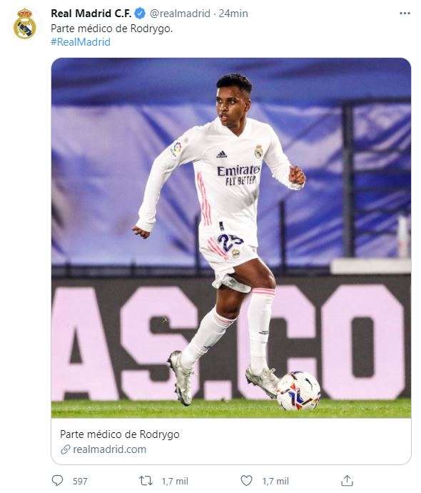 Hackean la cuenta del Madrid y anuncian una lesión de Rodrygo que no existe