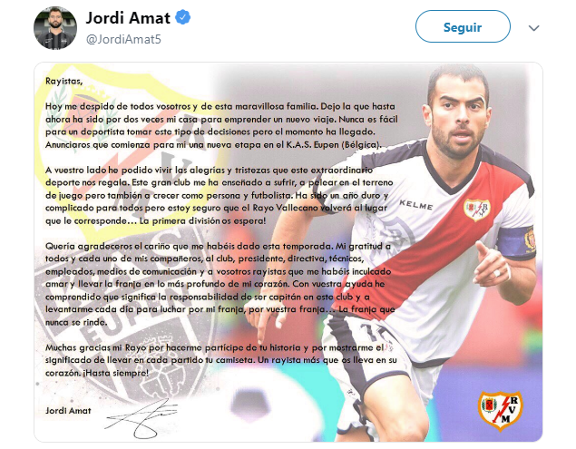 Amat se despidió del Rayo: 