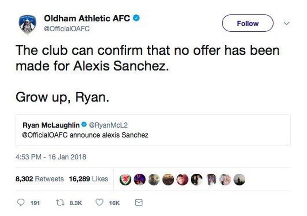 Ryan McLaughlin no se esperaba esta respuesta de su propio club. Twitter