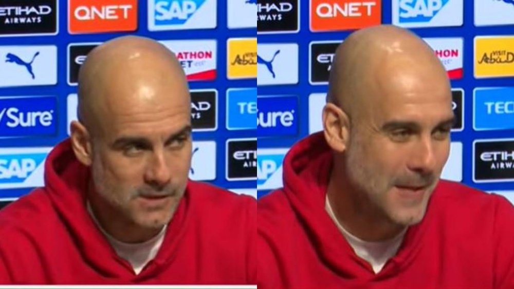 Guardiola se tomó con mucho humor una pregunta sobre el coronavirus. Captura/ASTV