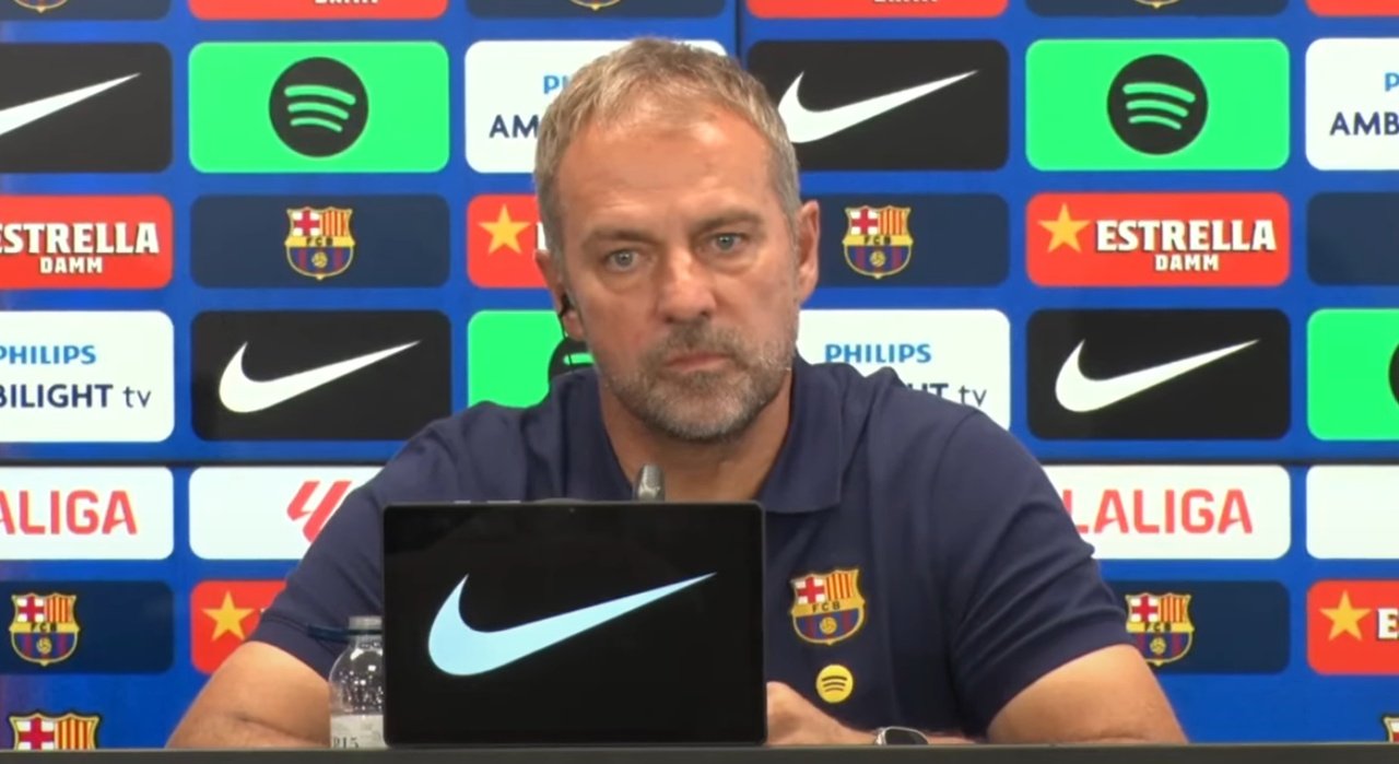 Flick, prior to the Levante game. Capture/Barca One
