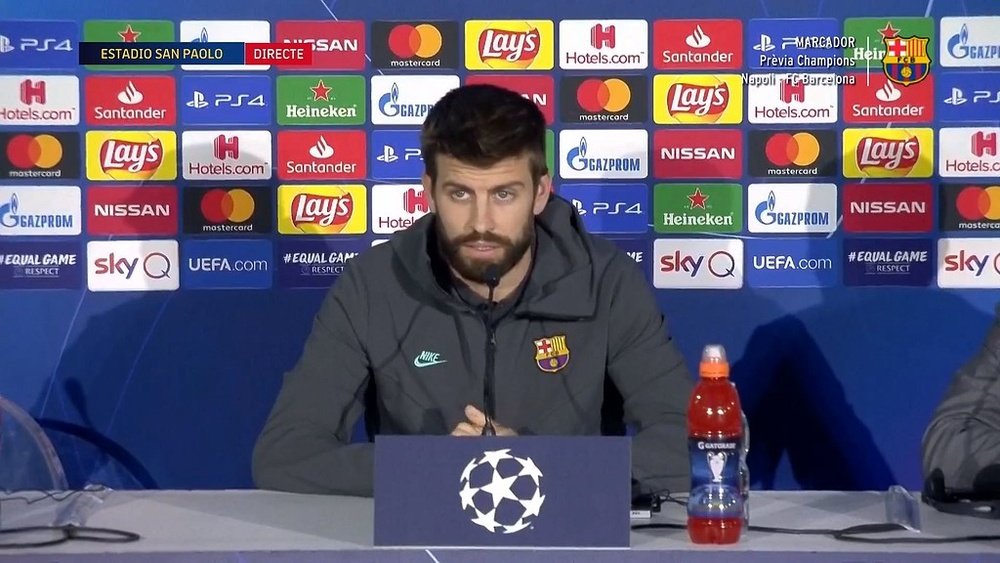 Piqué en conférence de presse avant Naples. Capture/FCBarcelona Add video