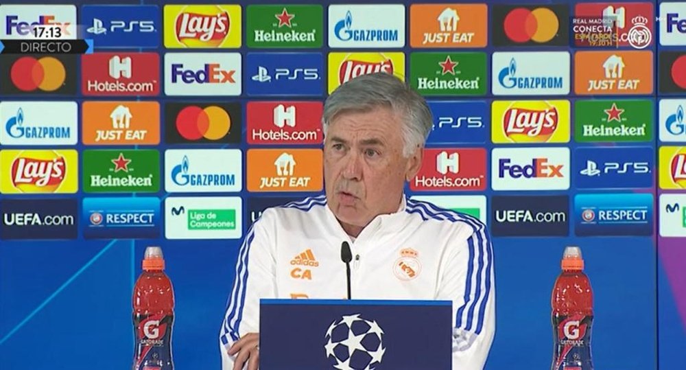 Carlo Ancelotti falou em coletiva de imprensa. Captura/RealMadridTV