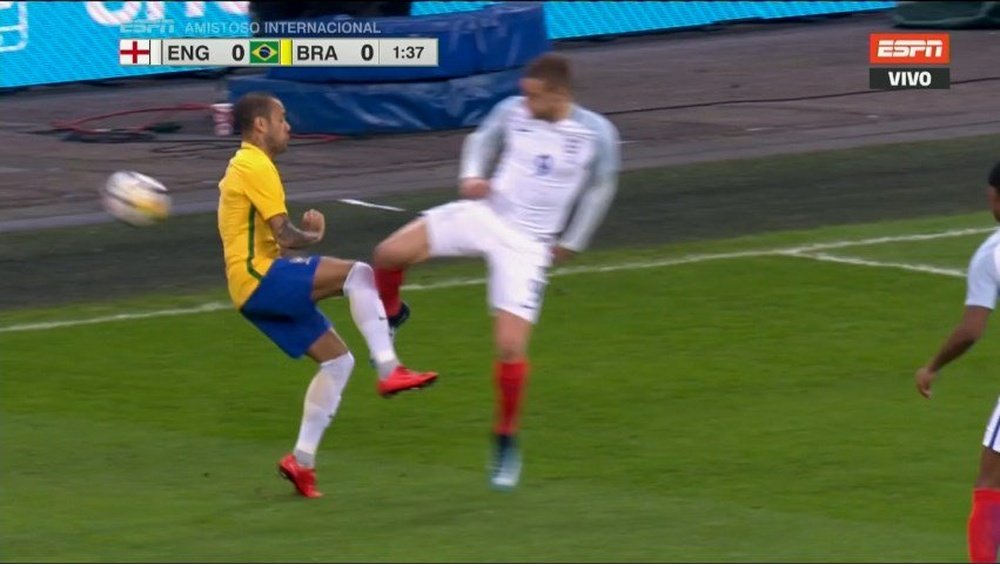 The tackle had the whole of Brazil on edge. Twitter/ESPN