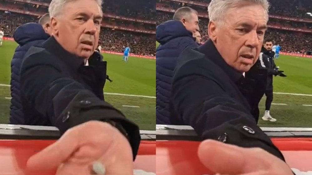 O inesperado pedido de um torcedor a Ancelotti. Captura/Twitter/MadridZone7