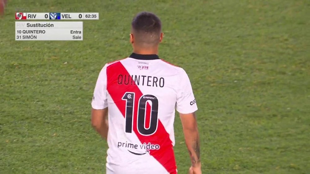 Juanfer Quintero volvió a ponerse la camiseta de River casi dos años después. Twitter/SC_ESPN