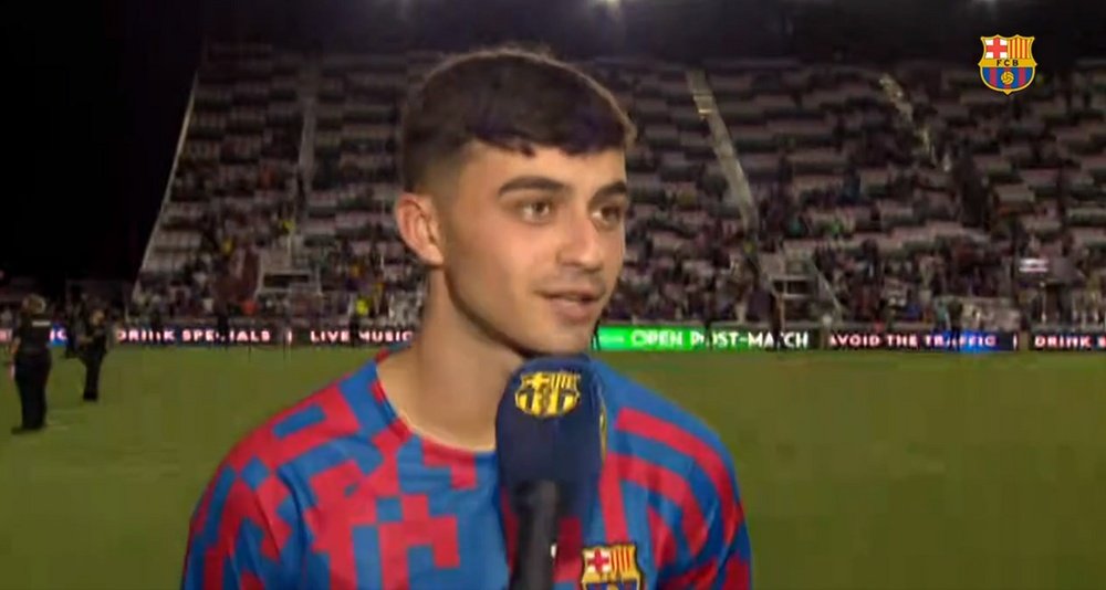 Pedri se mostró ilusionado tras la goleada al Inter Miami. Captura/BarçaTV