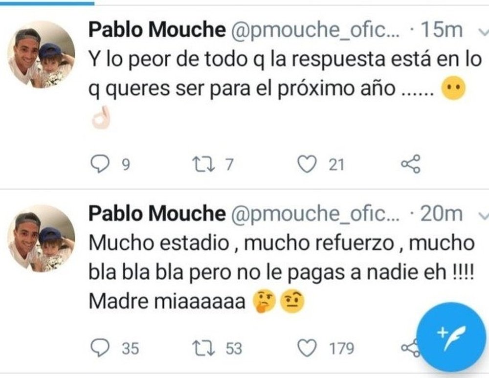 Pablo Mouche cargó contra la dirigencia de San Lorenzo. Twitter/PabloMouche