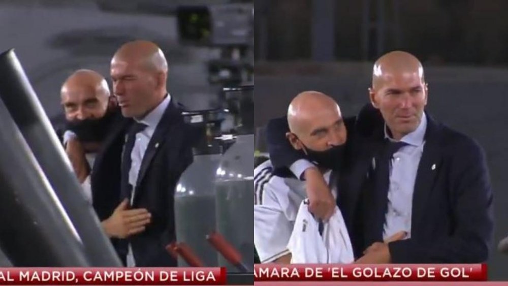 Zidane não conseguiu segurar a emoção. Captura/GolTV