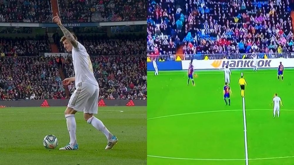 Kroos e Modric indicaram o caminho dos gols do Real contra o Barça. Captura/MovistarLaLiga