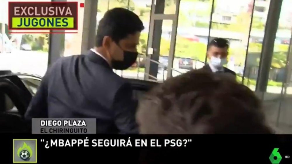 Al-Khelaifi says that Kylian Mbappe will not leave PSG. Screenshot/LaSexta