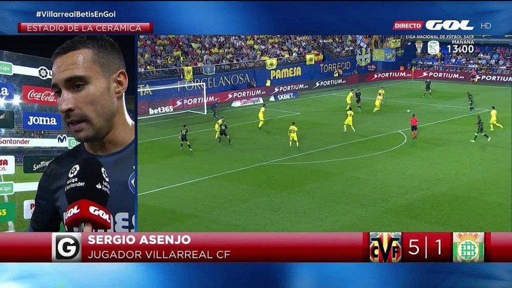 Asenjo, contento por los tres puntos del Villarreal. Captura/GolTV