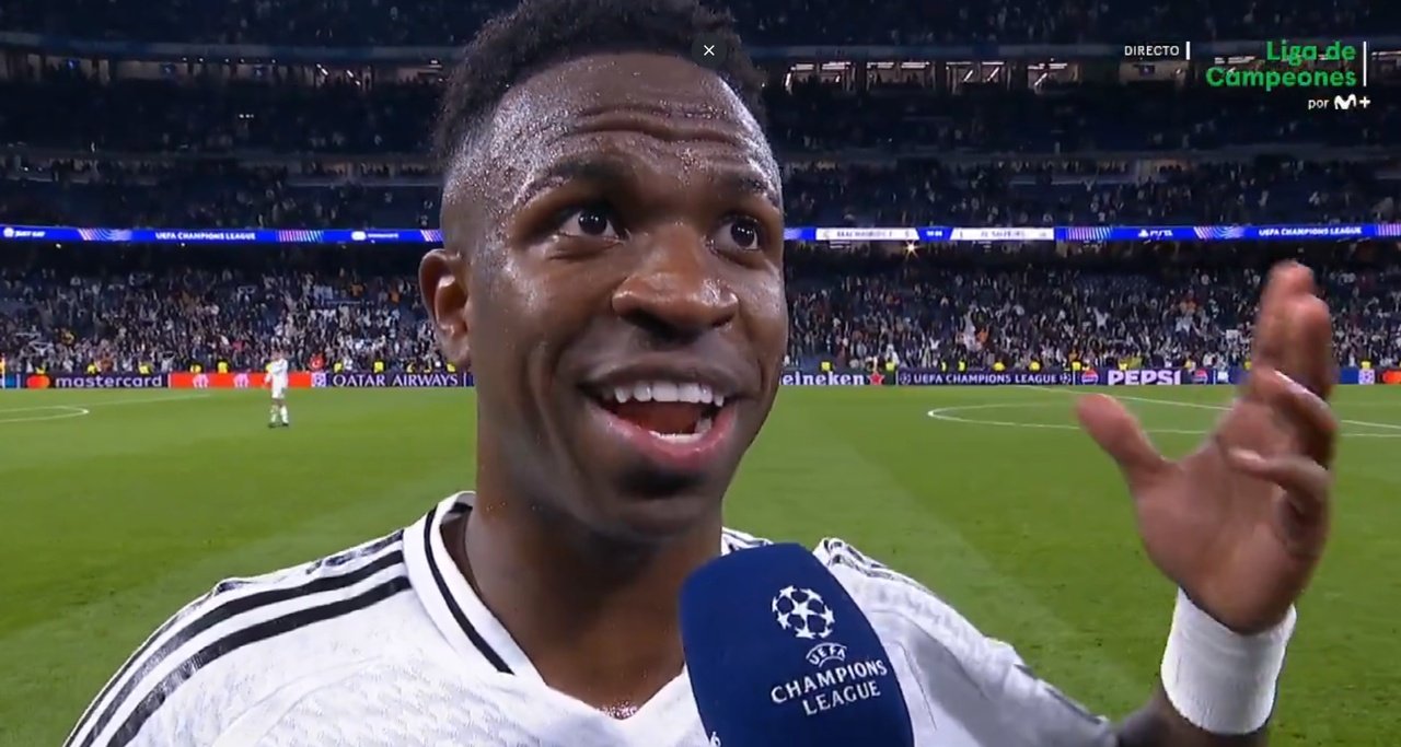 Vinicius was named MVP of Real Madrid's win over Salzburg. Screenshot/Movistar+