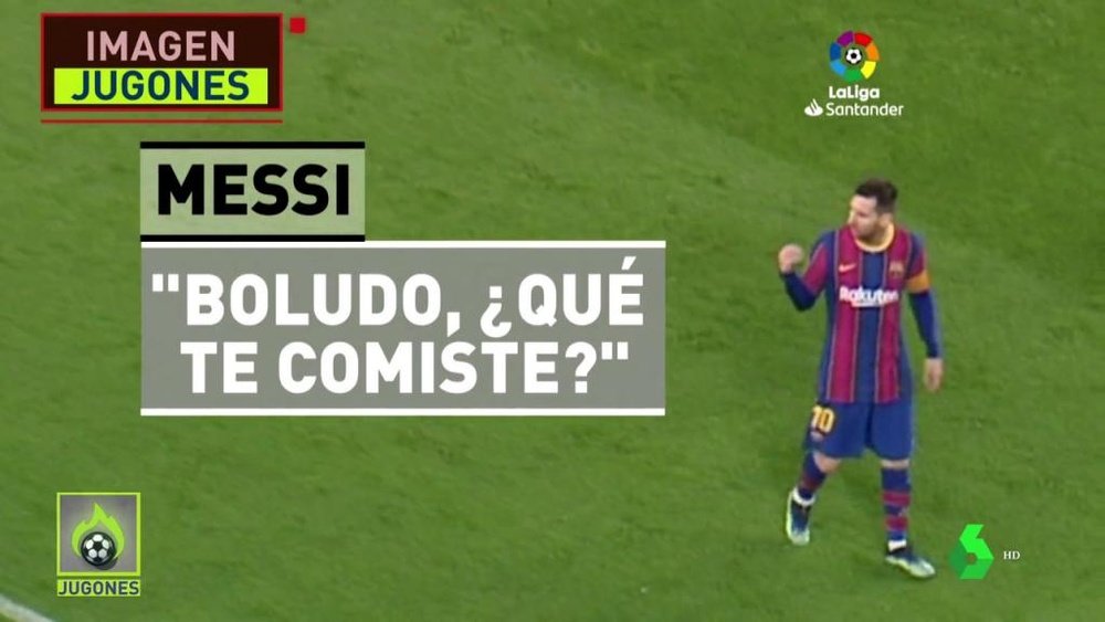 Messi y el banquillo del Athletic tuvieron palabras. Captura/LaSexta