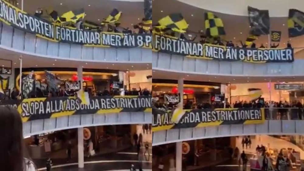 Protestan contra los estadios vacíos ¡juntándose en un centro comercial! Captura/kockef