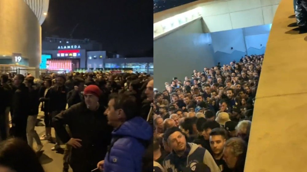 Hinchas del Inter se quedaron sin entrar para ver el partido en Do Dragão. Captura/Twitter/AmalaTV_
