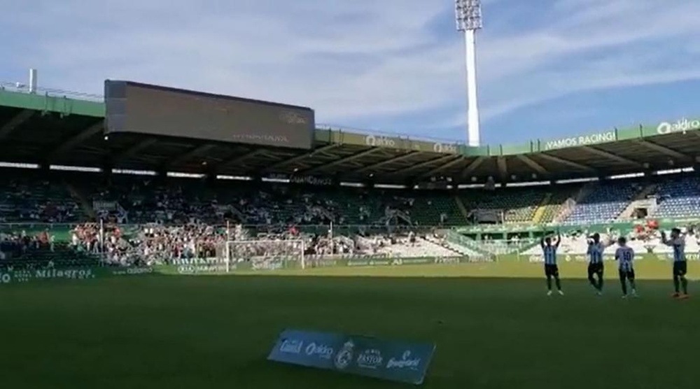 El Racing se llevó la victoria ante el Calahorra. Twitter/realracingclub
