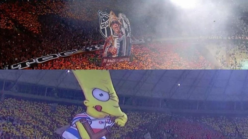 El 'next level' de los tifos llegó a Brasil... ¡con un Bart Simpson! Twitter/Brasileirao