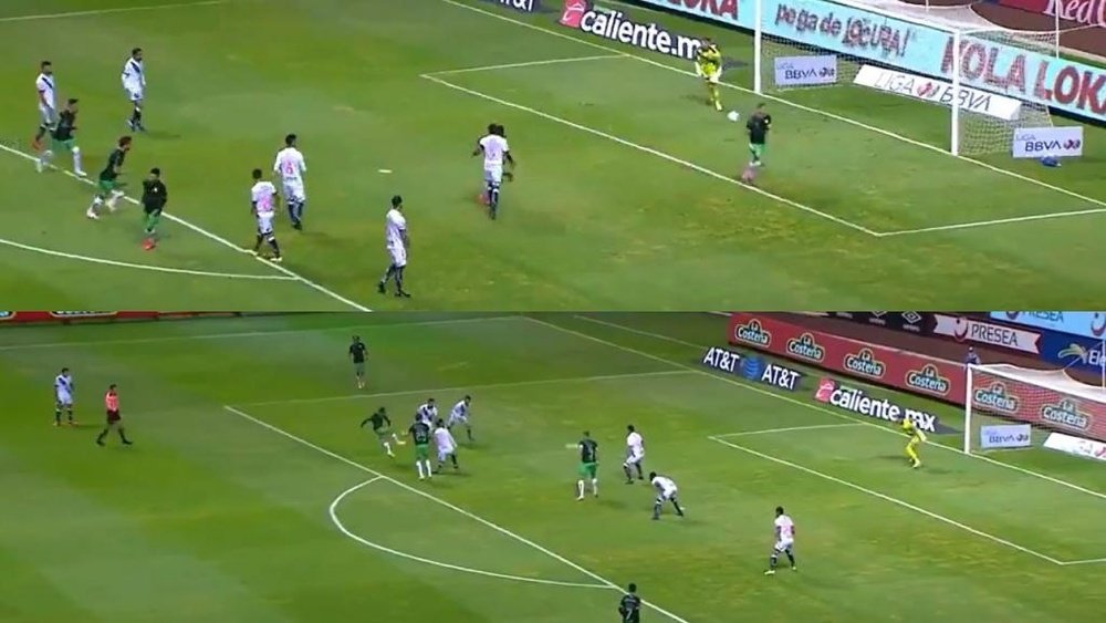 Un misil desde el punto de penalti y un jugadón dieron el 0-2 a Santos Laguna. Captura/TVAzteca