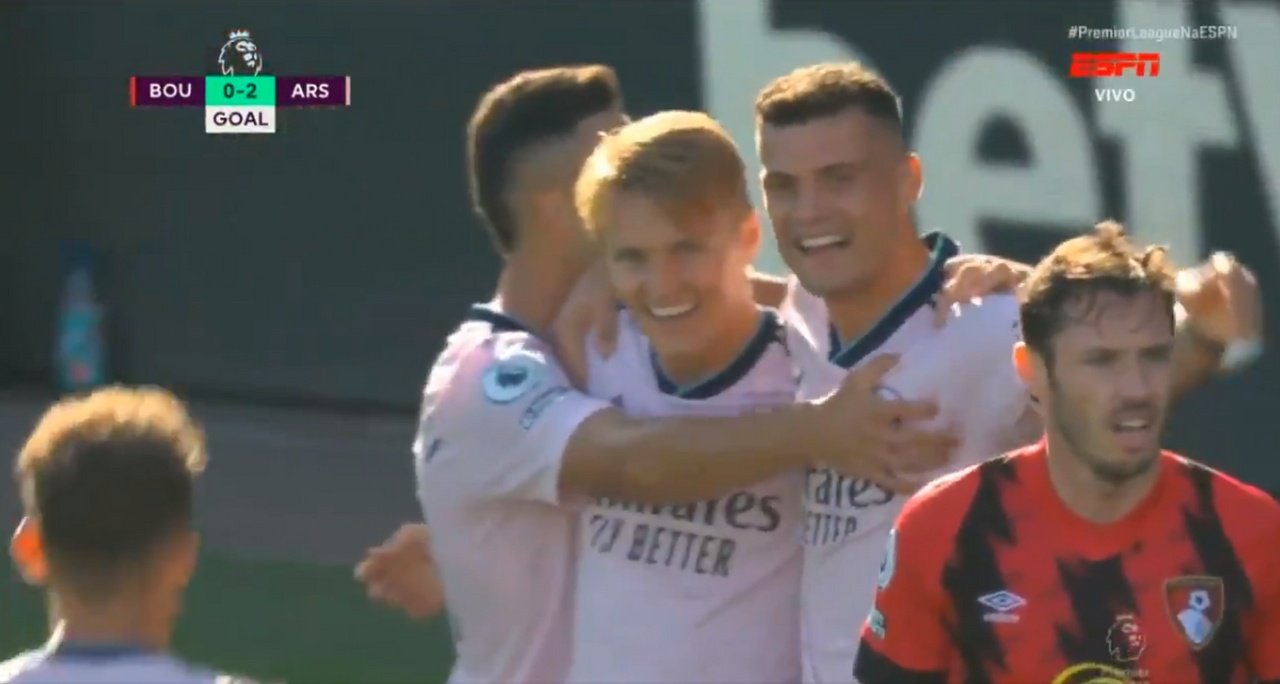 Odegaard marcó un doblete en once minutos. Captura/ESPN