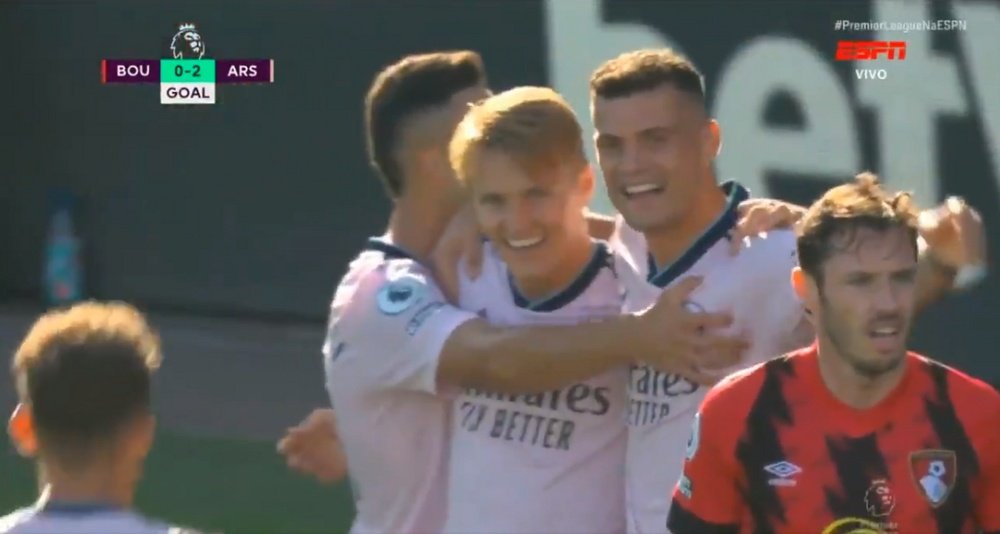 Odegaard marcó un doblete en once minutos. Captura/ESPN