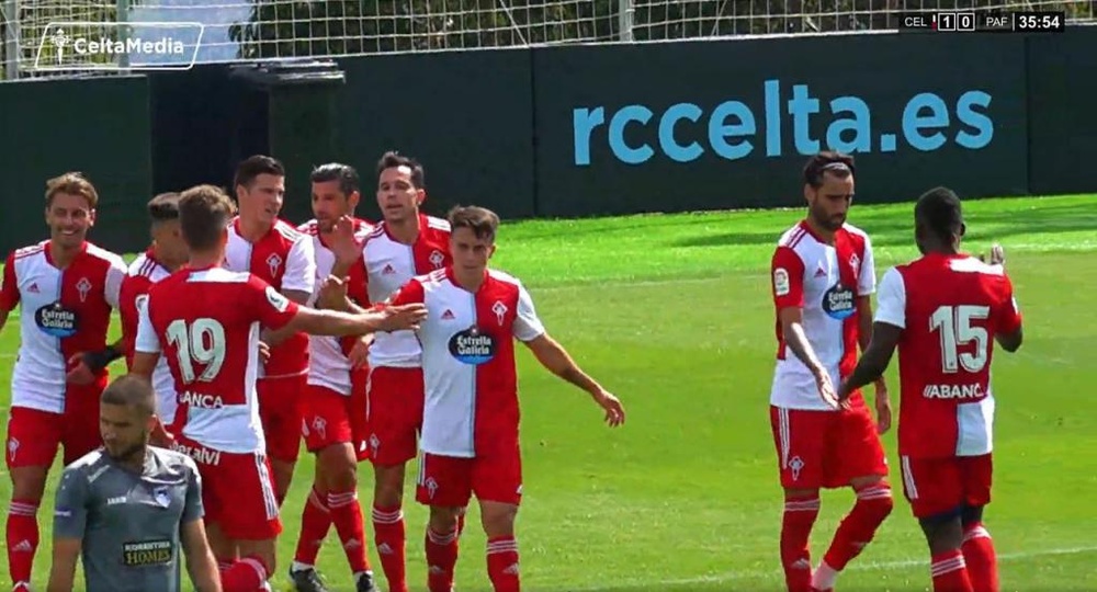 Nolito y Santi Mina anotaron los goles del partido. Captura/CeltaMedia