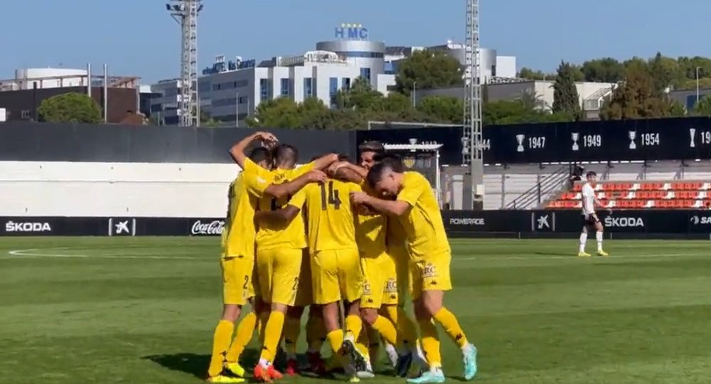 El Valencia Mestalla se impuso al Hércules por 3-1. Captura/Twitter/HérculesCF