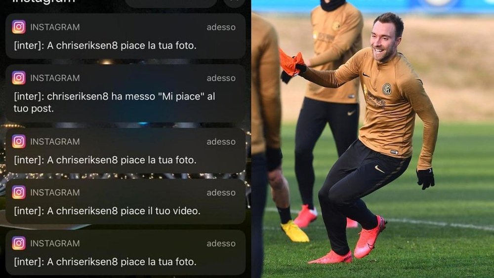 El tonteo de Eriksen en redes del que presumió el Inter. Instagram/Inter