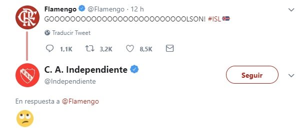 Flamengo e Independiente tuvieron una breve disputa. Twitter/independiente