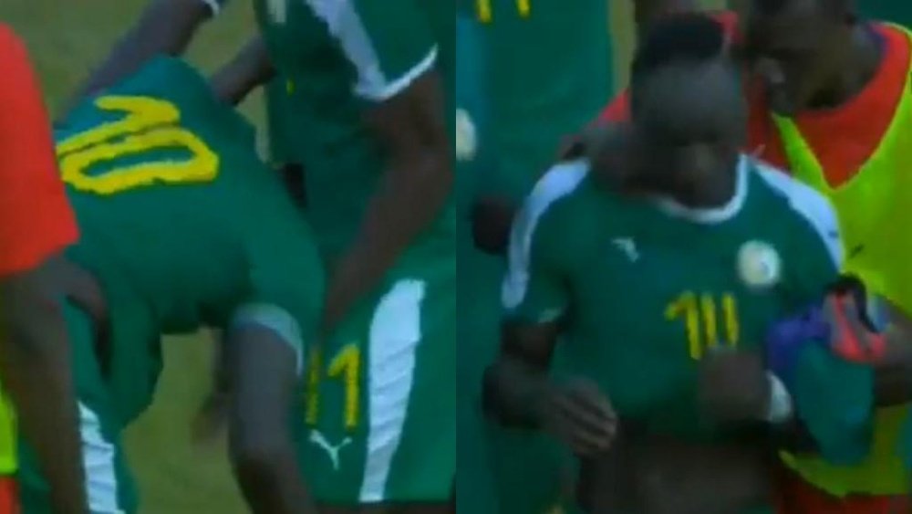 Mané lloró tras la victoria de su Selección ante Guinea Ecuatorial. Captura/RTS