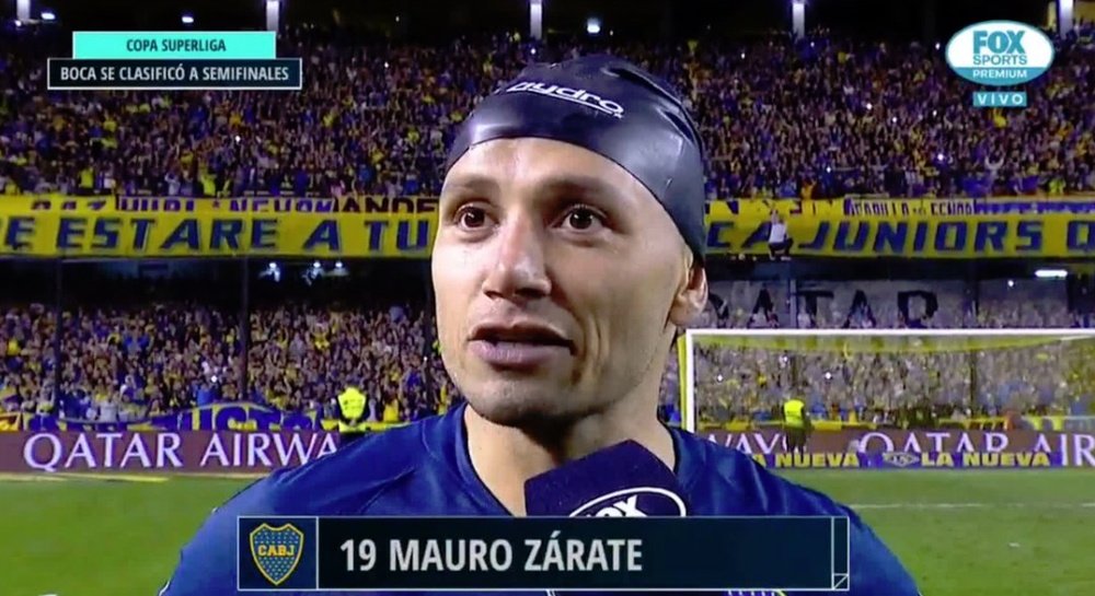 El 'recadito' de Zárate a Vélez tras eliminarlo de la Copa. Captura/FoxSports