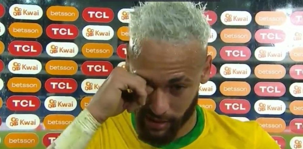 Neymar rompió a llorar en la entrevista post partido. Captura/DirecTvSports