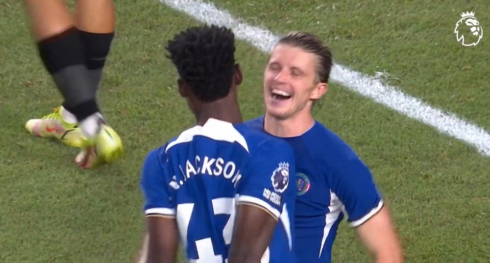 Nico Jackson scored his first goal for Chelsea and provided two assists. Screenshot/PremierLeague