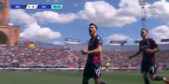 Le Milan AC encaisse après 33 secondes à Bologne
