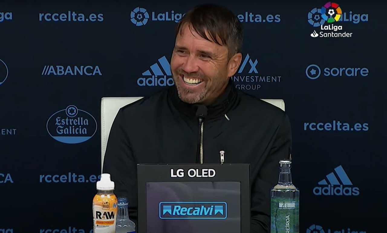 Coudet, en rueda de prensa. Captura/LaLiga