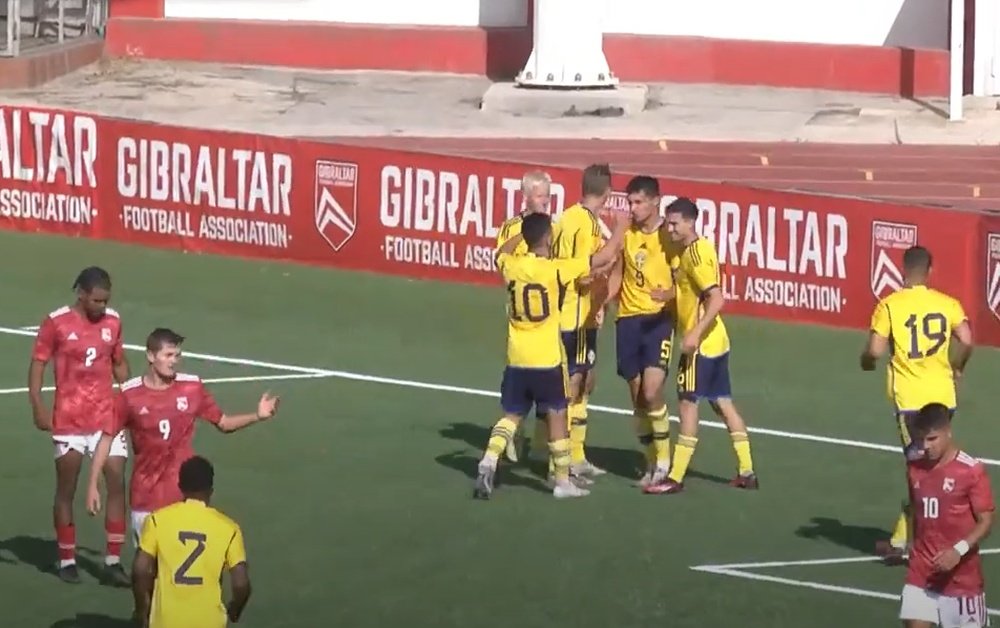 Suecia venció a Gibraltar por goleada. Captura/ GibraltarFA TV