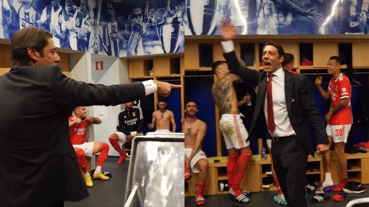 A euforia na comemoração de Rui Costa após a vitória do Benfica no 