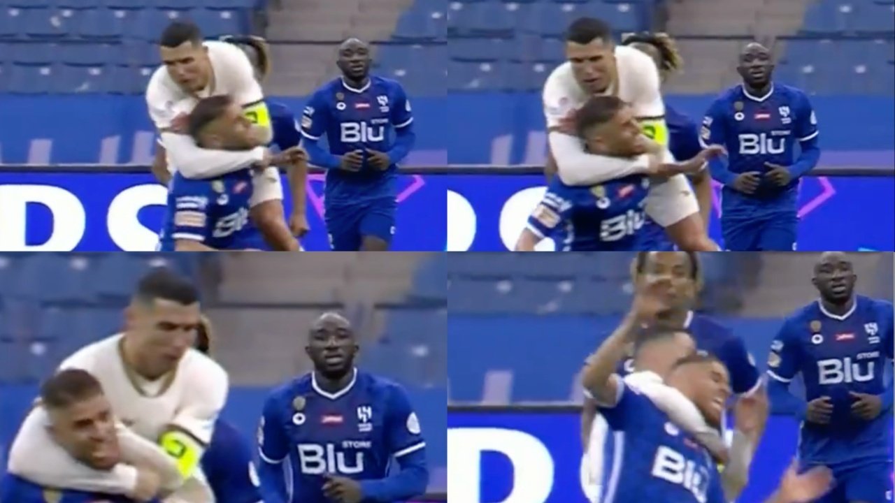 Ronaldo puts opponent in headlock and makes obscene gesture after hearing 