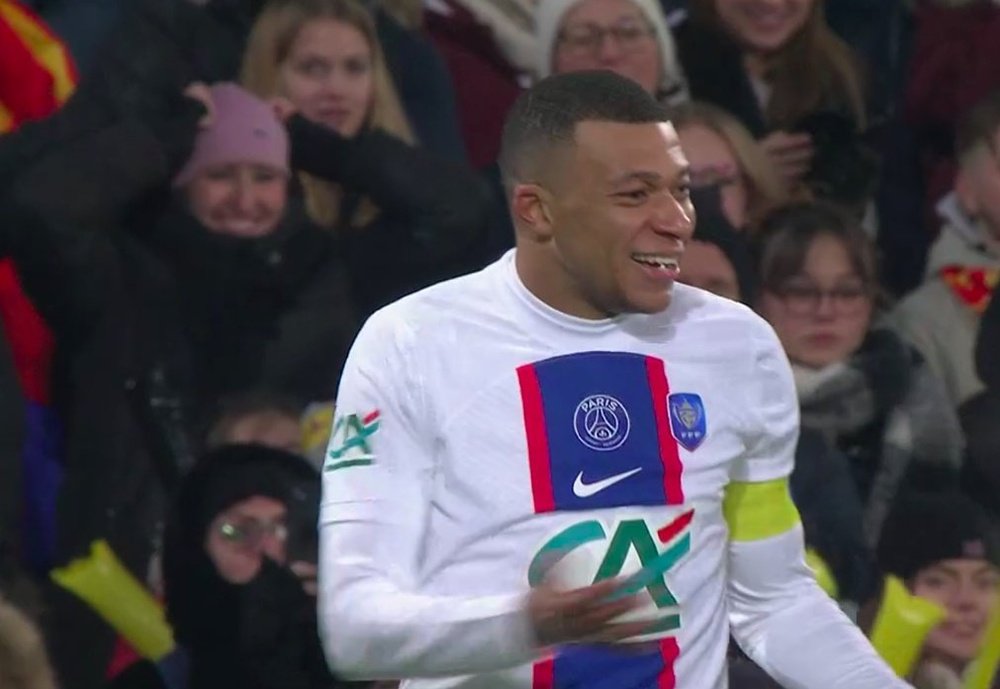 Mbappé enfiló la clasificación del PSG en 45 minutos. Captura/BeinSports