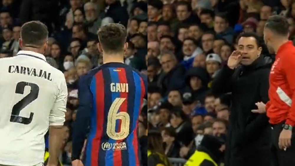 Xavi Hernández se enfadó con Dani Carvajal en varias ocasiones. Captura/MovistarPlus