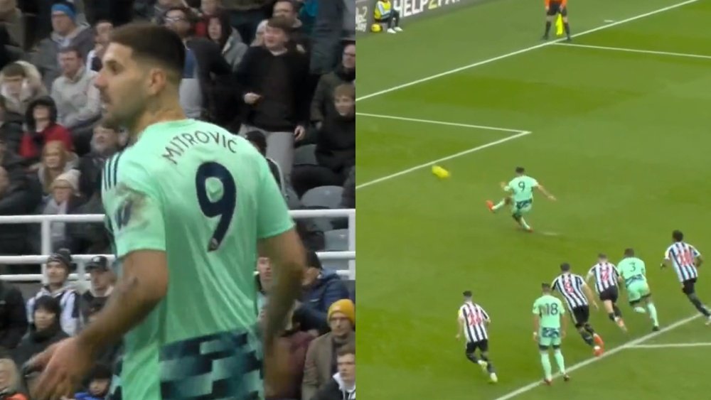 Mitrovic scored a penalty, but it was disallowed. Screenshot/DAZN