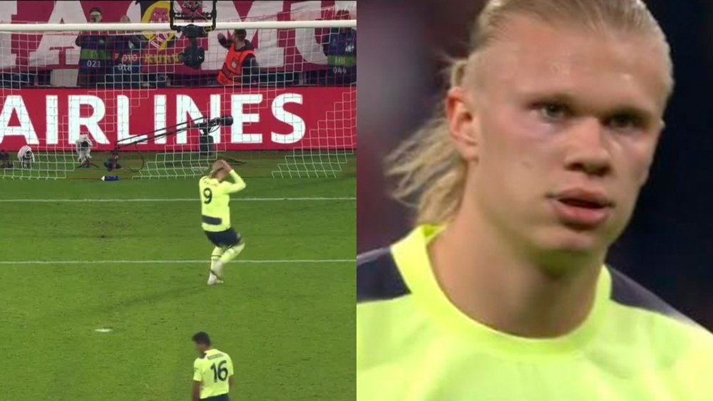 Haaland's effort shot sailed over the crossbar. Screenshots/ESPN