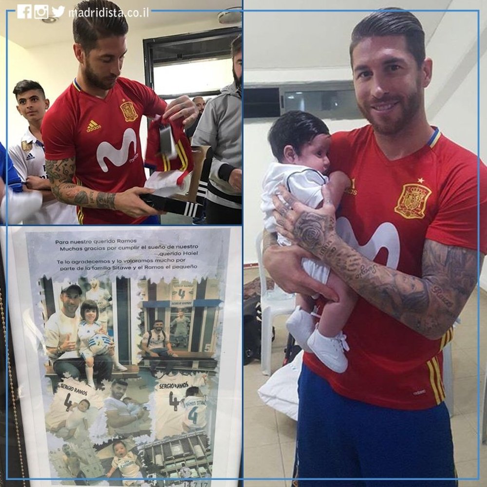 Sergio Ramos a désiré faire la connaissance du bébé qui porte son nom. Twitter/MadridistaCoil