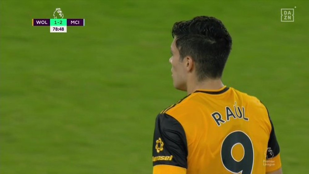 Great play from Wolves leads to a goal for Raúl. Screenshot/DAZN