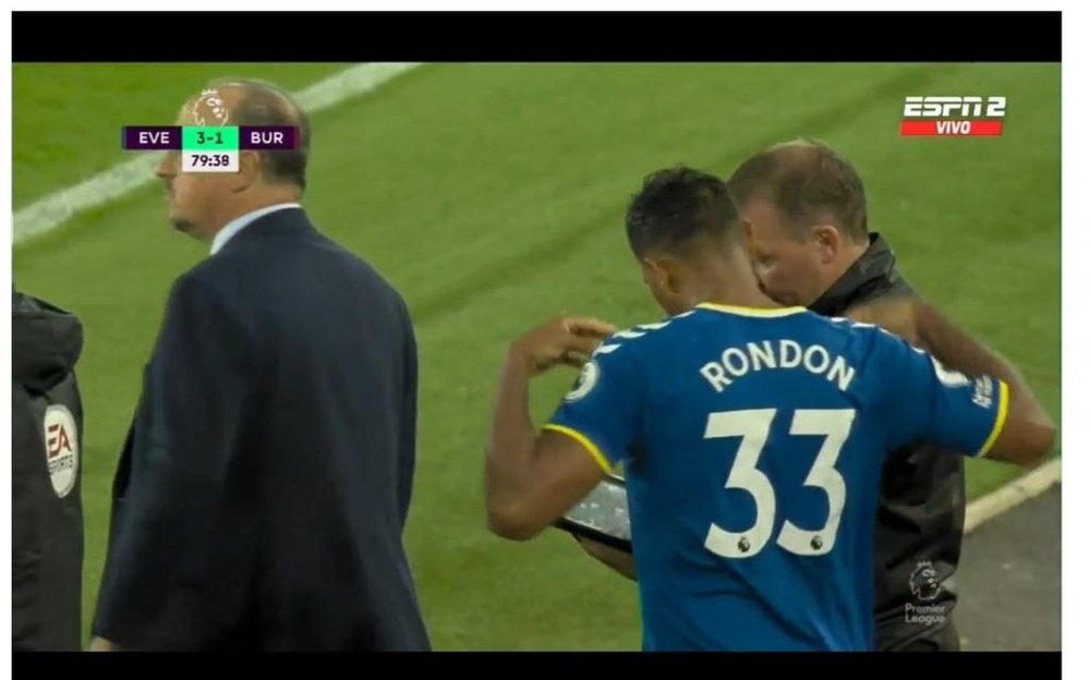 Rondón ya sabe lo que es jugar con el Everton. Captura/ESPN