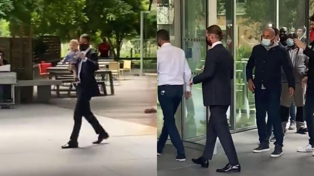Ramos was spotted leaving PSG's offices. Screenshot/CanalSupporters