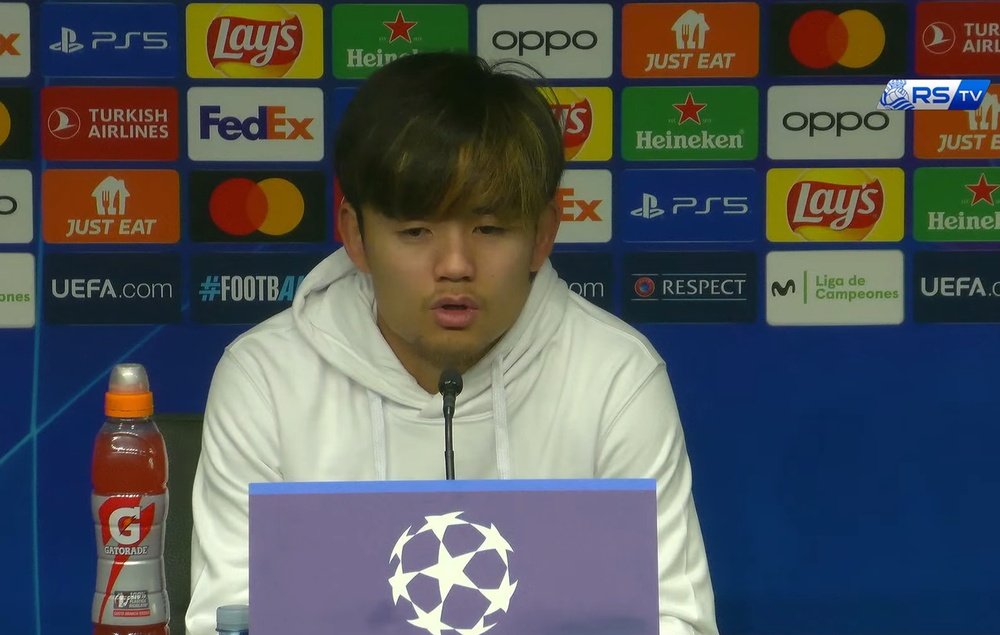 Take Kubo, self-demanding ahead of PSG. Screenshot/RealSociedad